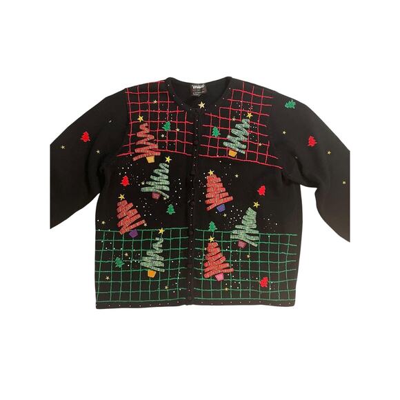 Designers Originals Ugly Christmas Sweater Womens 2X Beaded Cottagecore Grandma - Picture 4 of 15